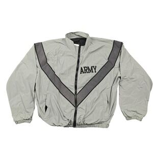 UNICOR IPFU Jacket Mens Medium Gray Army Reflective Windbreaker Full Zip